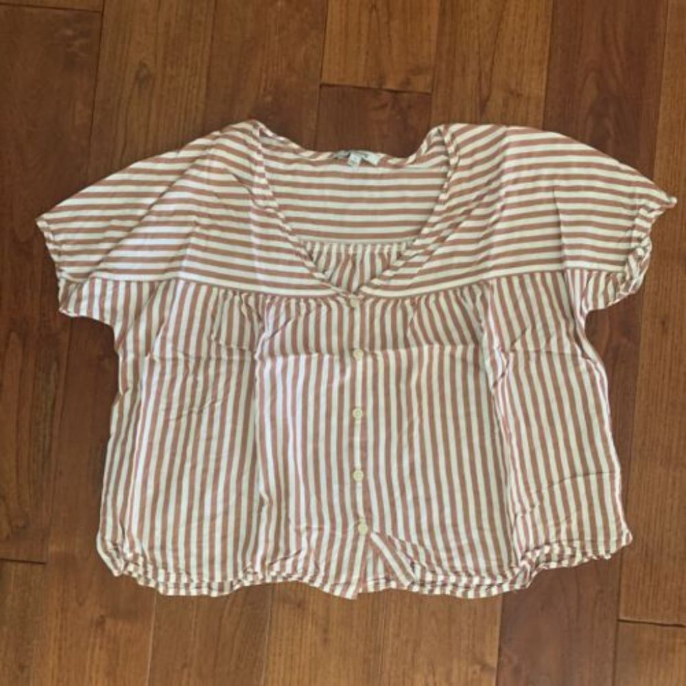 Madewell Rust & White Stripe Rhyme Button-Front C… - image 6